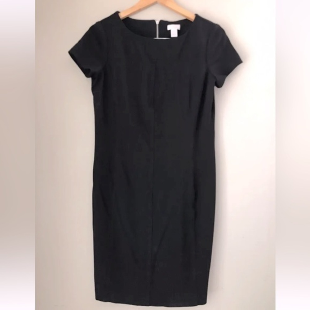Chico’s Women’s Pencil Straight Dress Stretch Short Sleeve Sz 6‎ Black Zip